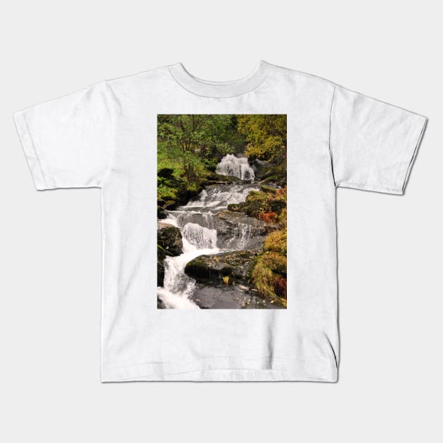 Waterfall Flamsdalen Valley Flam Norway Scandinavia Kids T-Shirt by AndyEvansPhotos